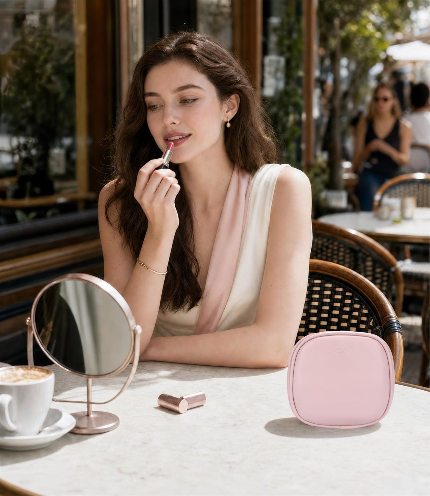 Small Makeup Bag for Purse,Mini Cosmetic Pouch with Inner Pockets for Women