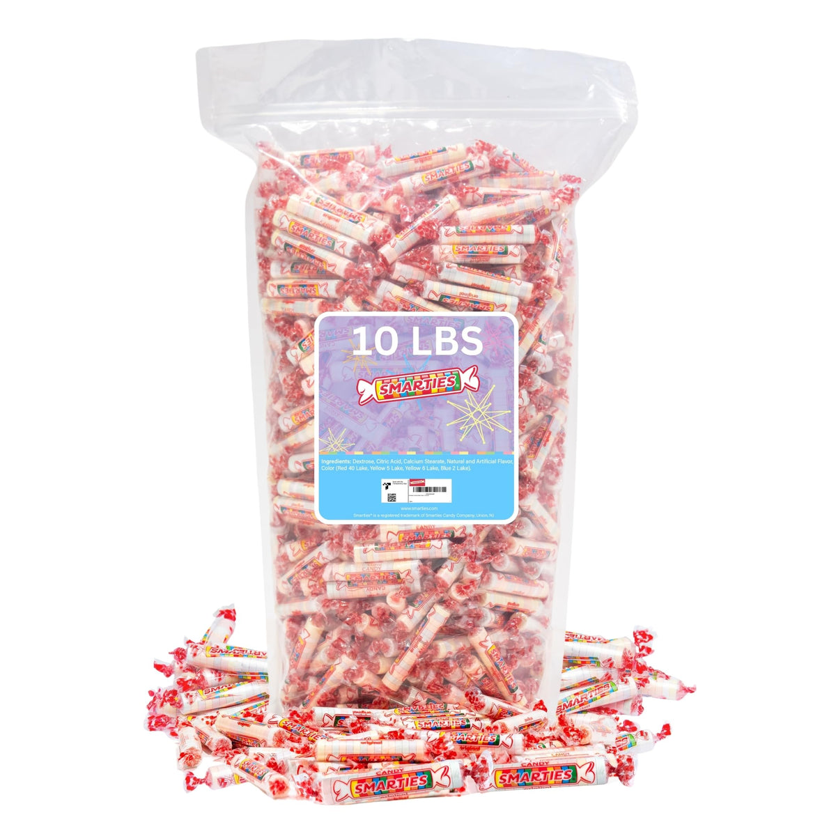 Smarties Candy Bulk Rolls - Original Flavor, Gluten-Free, Vegan, Peanut-Free, 10 lb