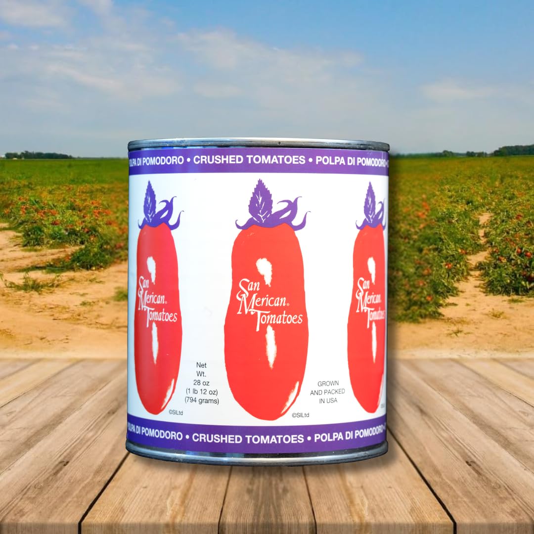 SMT SAN MERICAN TOMATO Crushed Canned Tomatoes - 28oz Pack of 6 - USA Grown