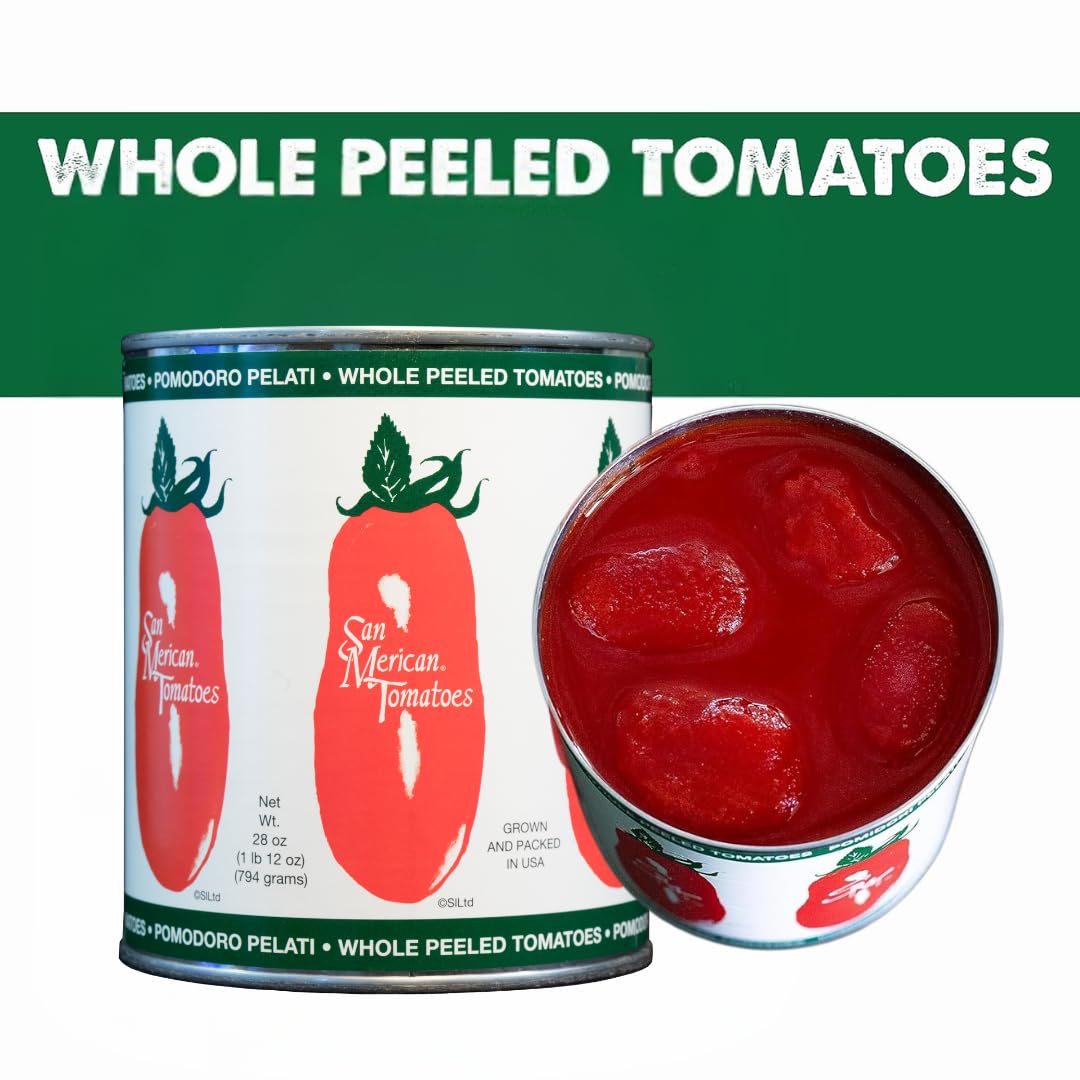 SMT San Merican Tomato Whole Peeled Tomatoes – 28oz Pack of 6, USA Grown