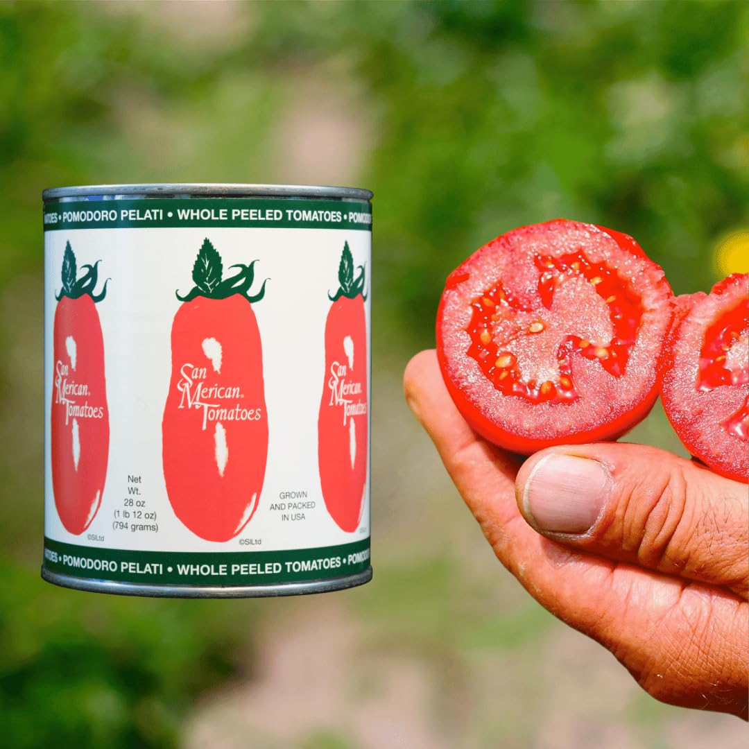 SMT San Merican Tomato Whole Peeled Tomatoes – 28oz Pack of 6, USA Grown