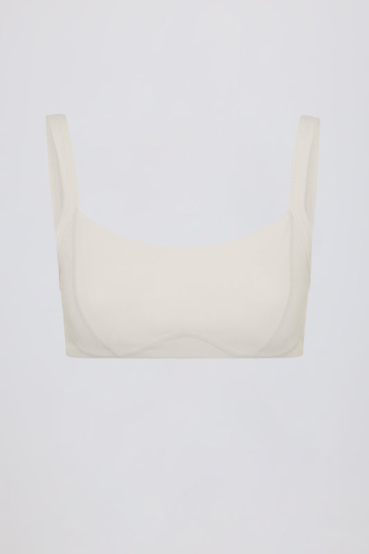 Soft Active Seam-Detail Sports Bra in Cream