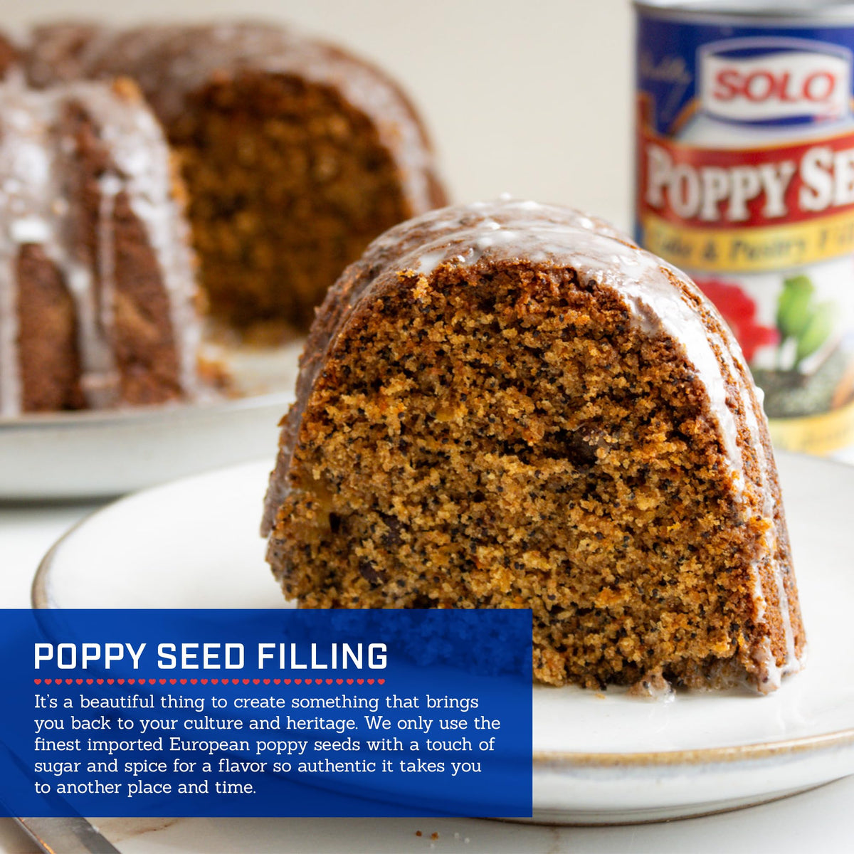 Solo Poppy Seed Cake & Pastry Filling – Gluten Free, Kosher, 12.5 oz Can (Pack of 12)