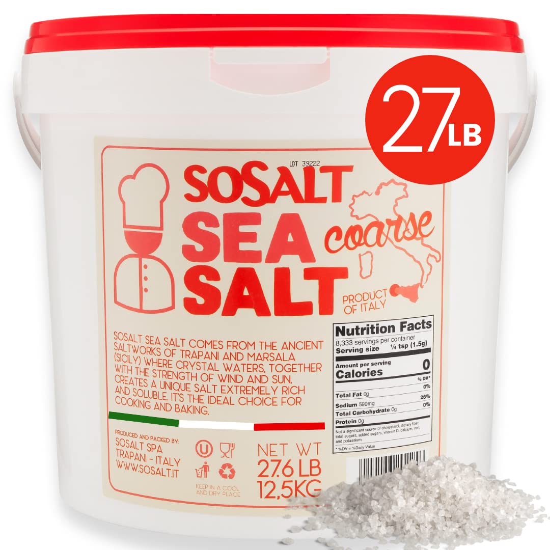 SOSALT DAL MARE DI TRAPANI Coarse Sicilian Sea Salt – Bulk 12.5 kg, Kosher OU, Trapani, Sicily