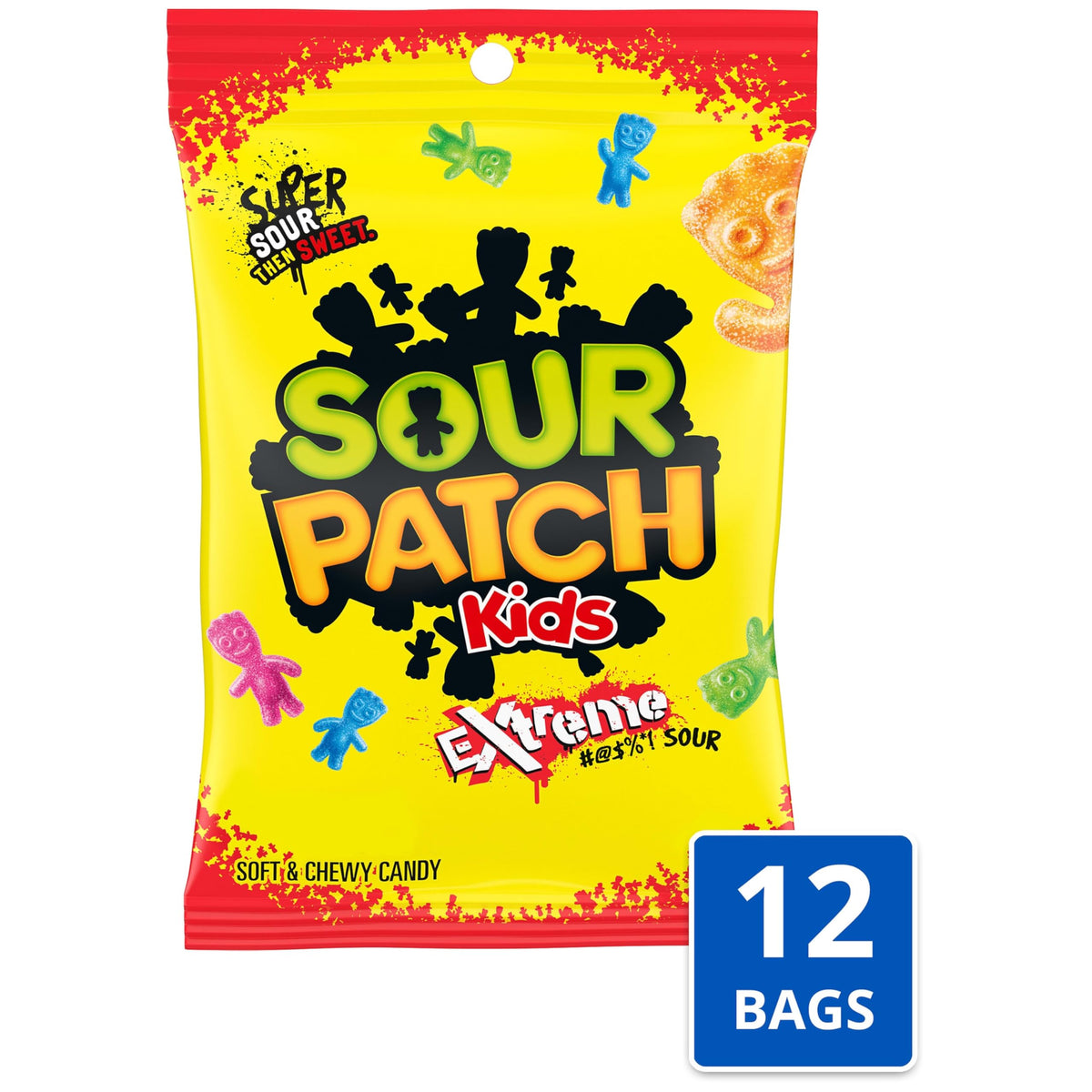 SOUR PATCH KIDS Extreme Sour Soft & Chewy Candy — Bulk 12 Bags (7.2 oz each)