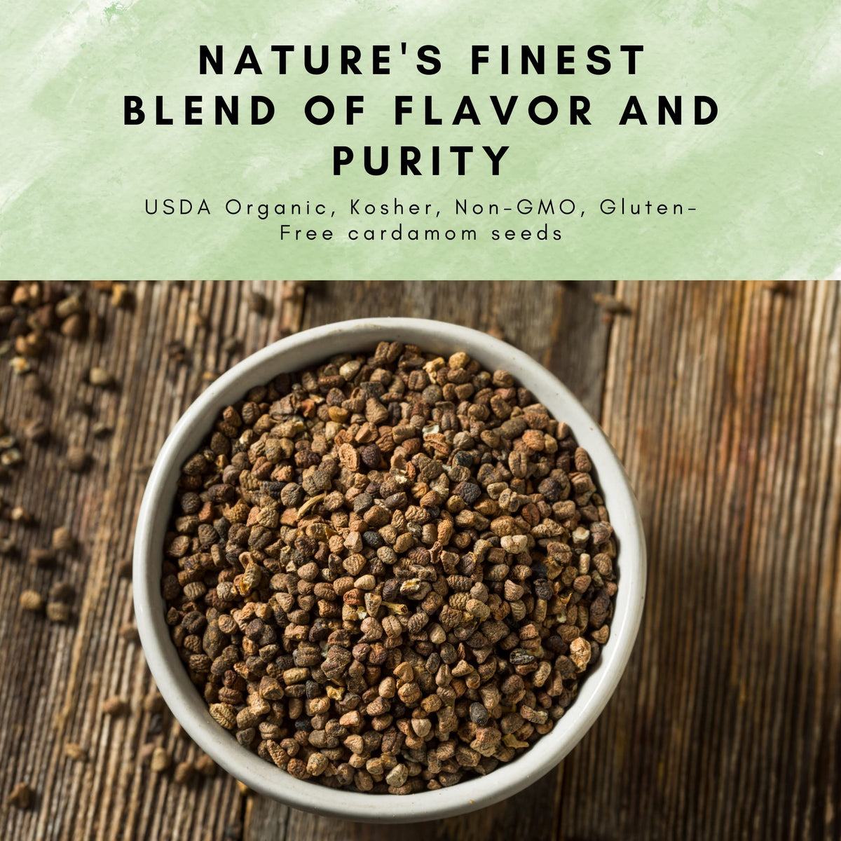SPICY ORGANIC Decorticated Cardamom Seeds, 16 oz – 100% USDA Organic | Elevate Beverages, Curries, and Baked Goods