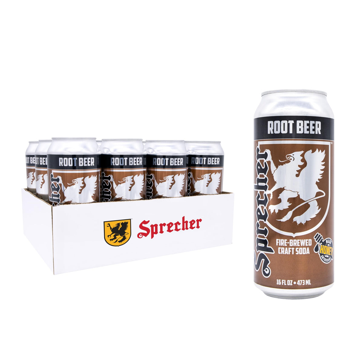 Sprecher Root Beer 16 oz Cans (12 Pack) – Fire-Brewed with Real Honey, Caffeine-Free