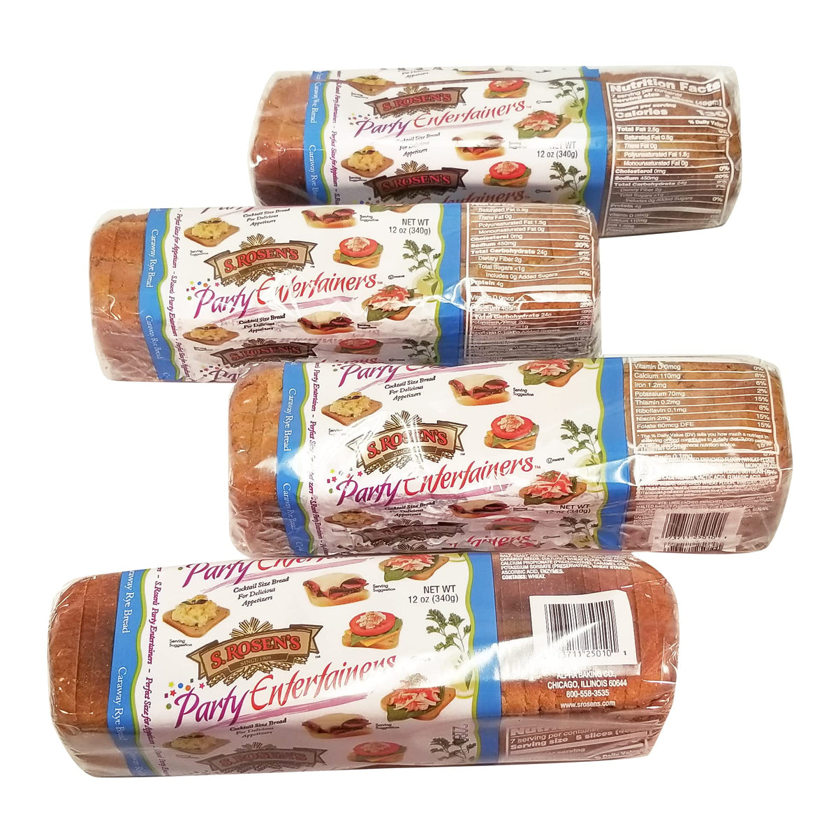 S. Rosen's Cocktail Rye Bread - Caraway (Case of 4 Loaves)