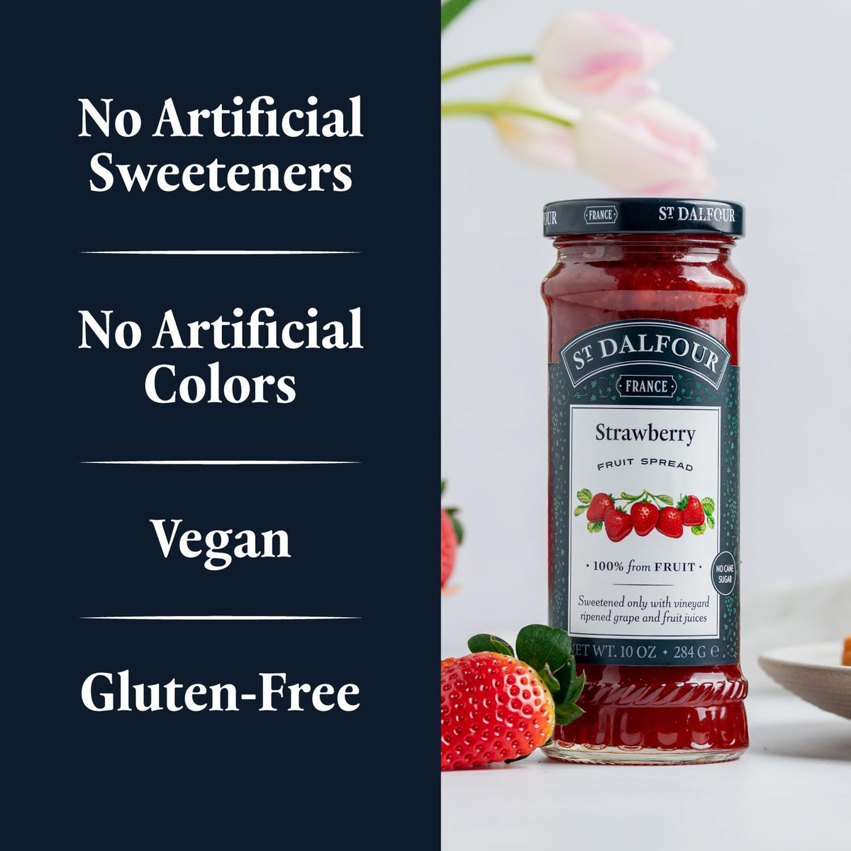 St. Dalfour Strawberry Fruit Spread – 10oz, Pack of 6 | 100% Fruit, No Artificial Ingredients, Non-GMO, No Cane Sugars