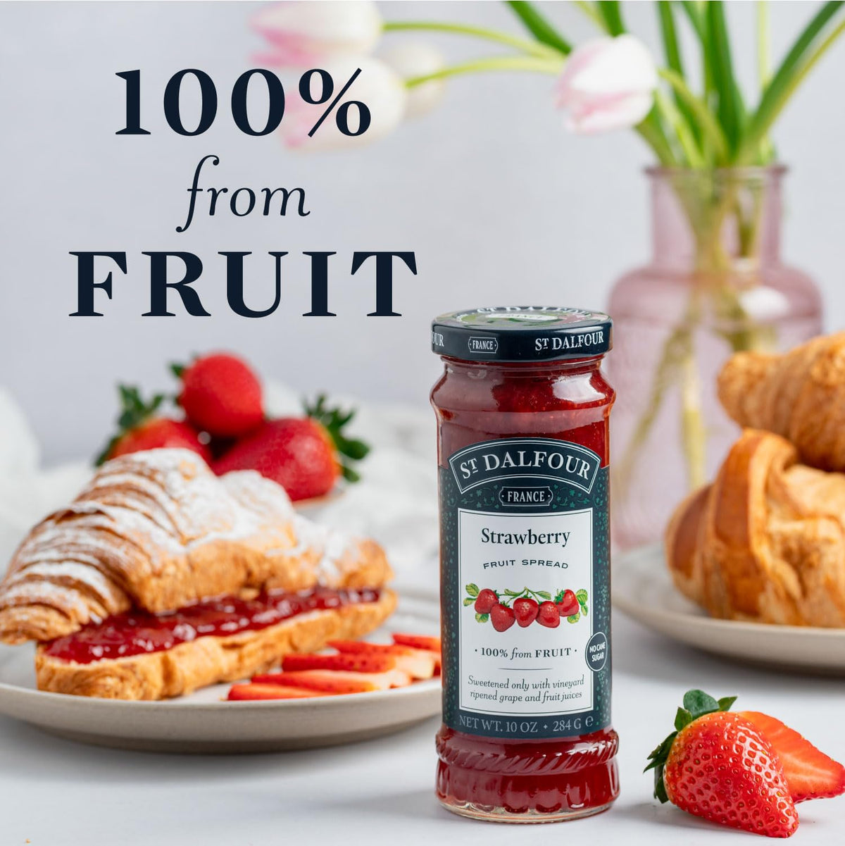 St. Dalfour Strawberry Fruit Spread – 10oz, Pack of 6 | 100% Fruit, No Artificial Ingredients, Non-GMO, No Cane Sugars