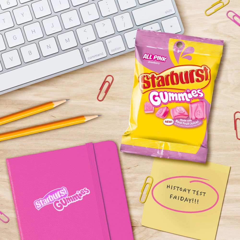 STARBURST All Pink Gummies – 5 oz Bags (12-Pack Bulk) | Strawberry Flavor, Individually Wrapped