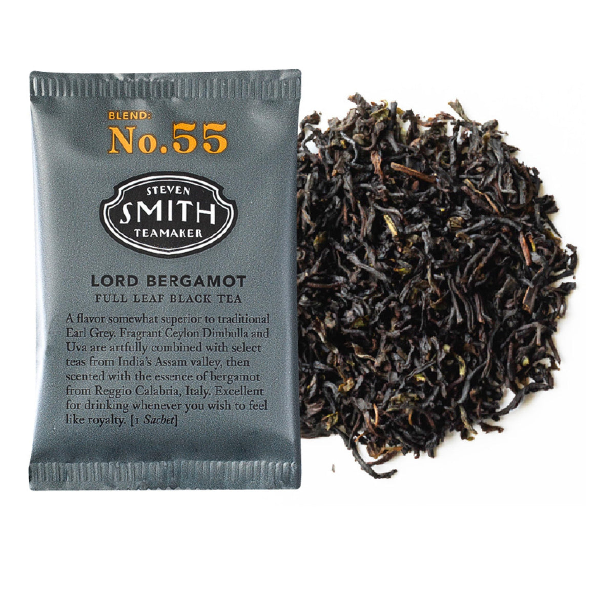 Steven Smith Teamaker Lord Bergamot No. 55 – Caffeinated Sugar-Free Full-Leaf Earl Grey Tea (100 Sachets)