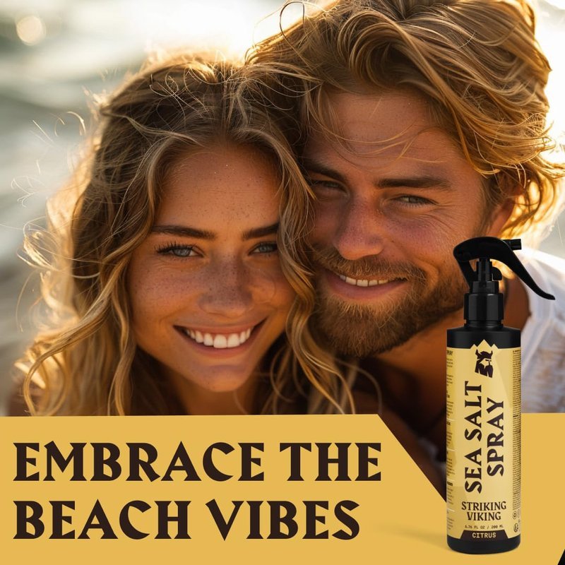 Striking Viking Sea Salt Spray for Men, Citrus Scent, Hair Texturizing Spray - Volumizing, Curl Enhancing, Shape & Hold, 6.76 fl Oz, Paraben Free, Made in Germany