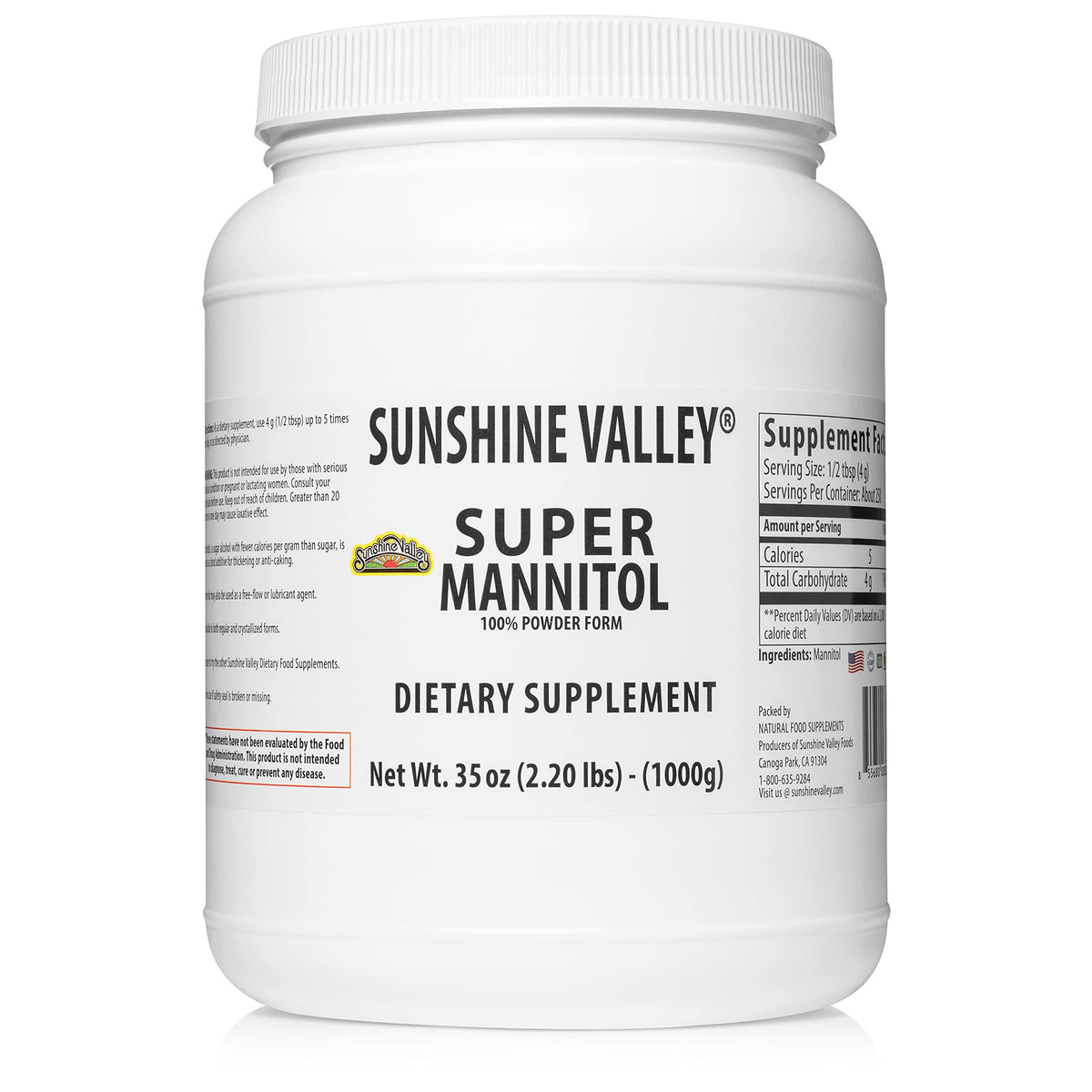 Sunshine Valley Mannitol Powder – Sugar-Free Sweetener for Coffee & Recipes | 35 oz