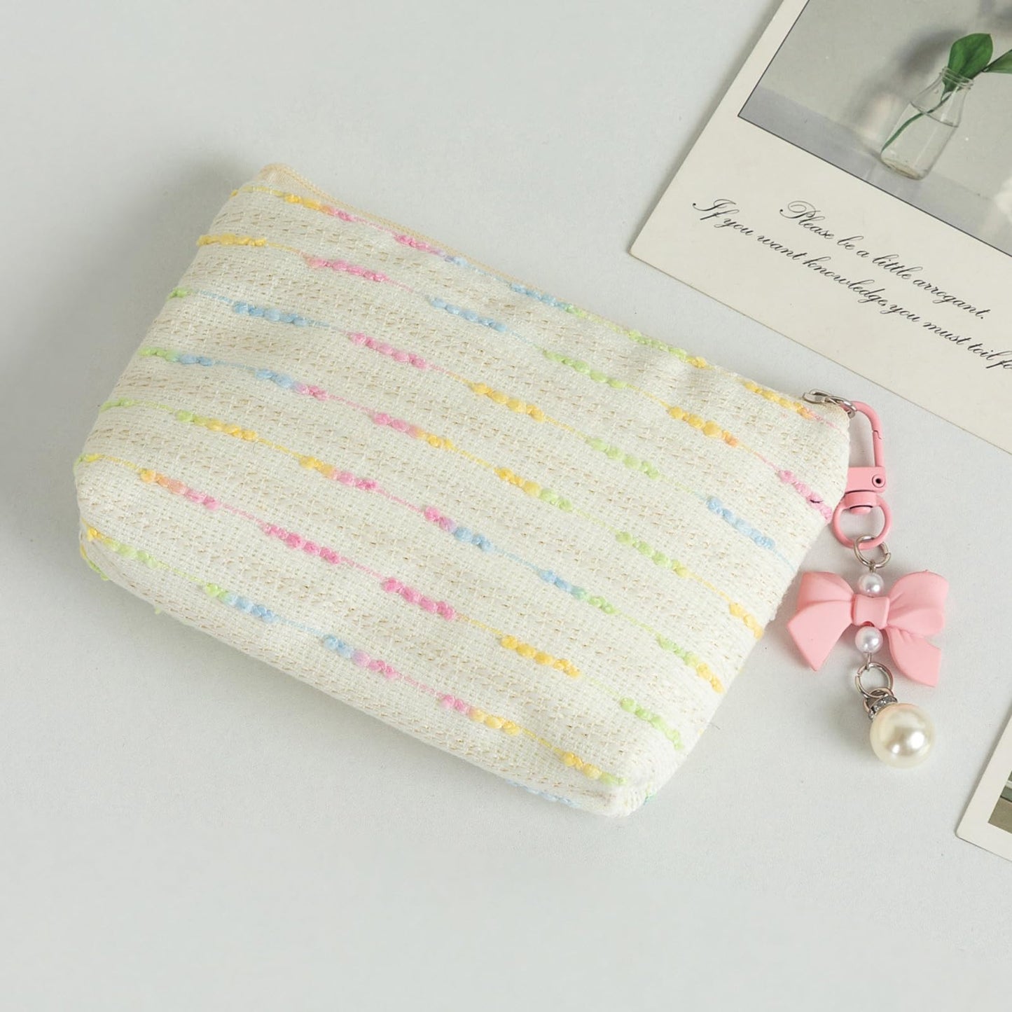 SUSOYAOCHEN Coin Purse Storage Pouch, Small Fabric Zipper Change Holder Travel Cosmetic Bag Mini Pocket Wallet for Girl Women Organize Cosmetic, Lipstick, Jewelry （White）