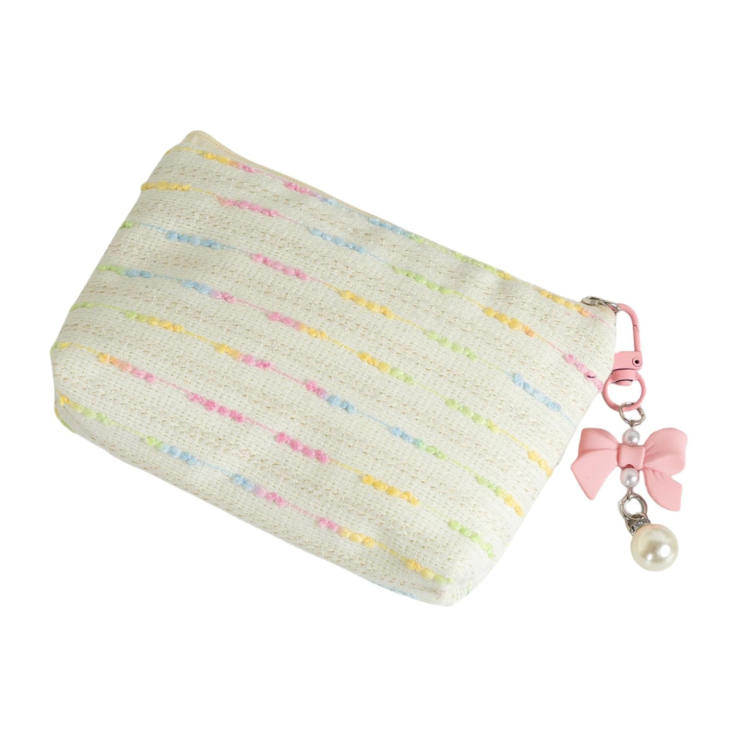 SUSOYAOCHEN Coin Purse Storage Pouch, Small Fabric Zipper Change Holder Travel Cosmetic Bag Mini Pocket Wallet for Girl Women Organize Cosmetic, Lipstick, Jewelry （White）