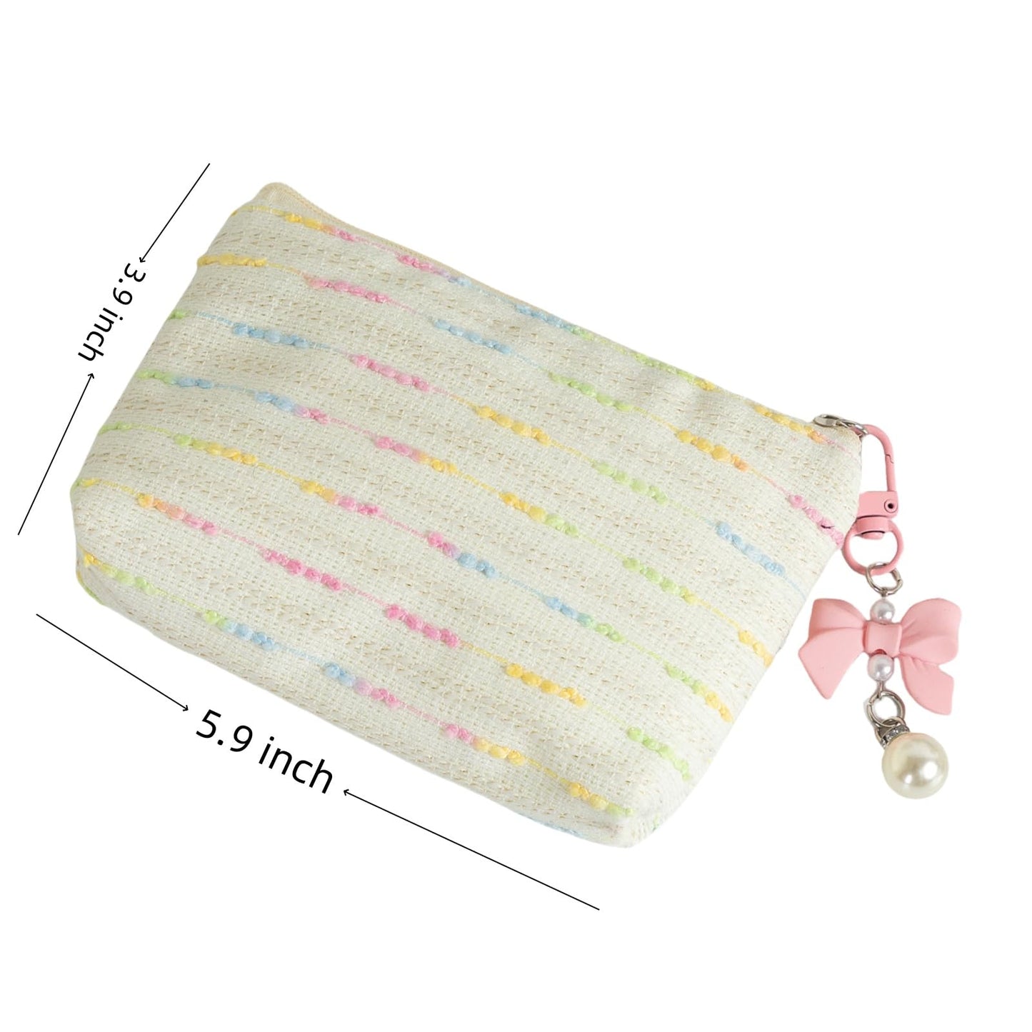 SUSOYAOCHEN Coin Purse Storage Pouch, Small Fabric Zipper Change Holder Travel Cosmetic Bag Mini Pocket Wallet for Girl Women Organize Cosmetic, Lipstick, Jewelry （White）