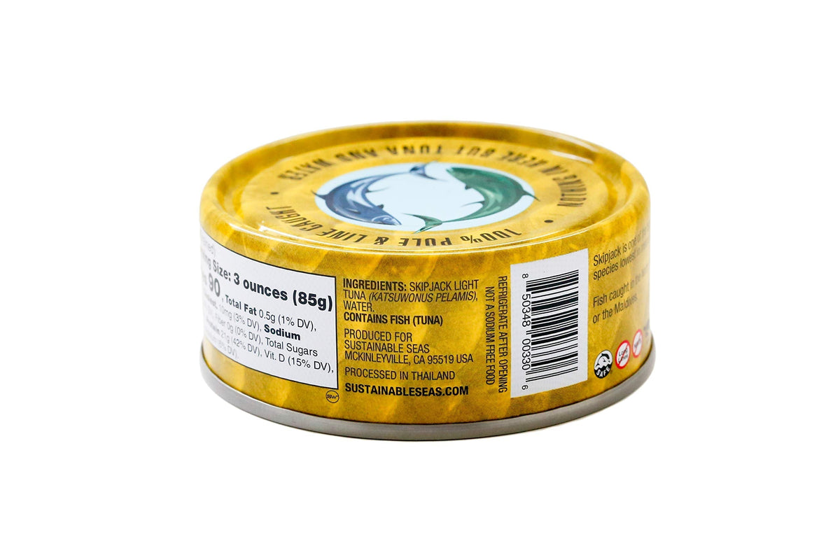 Sustainable Seas Chunk Light Tuna in Water, No Salt Added, 5 oz Can (Pack of 12)