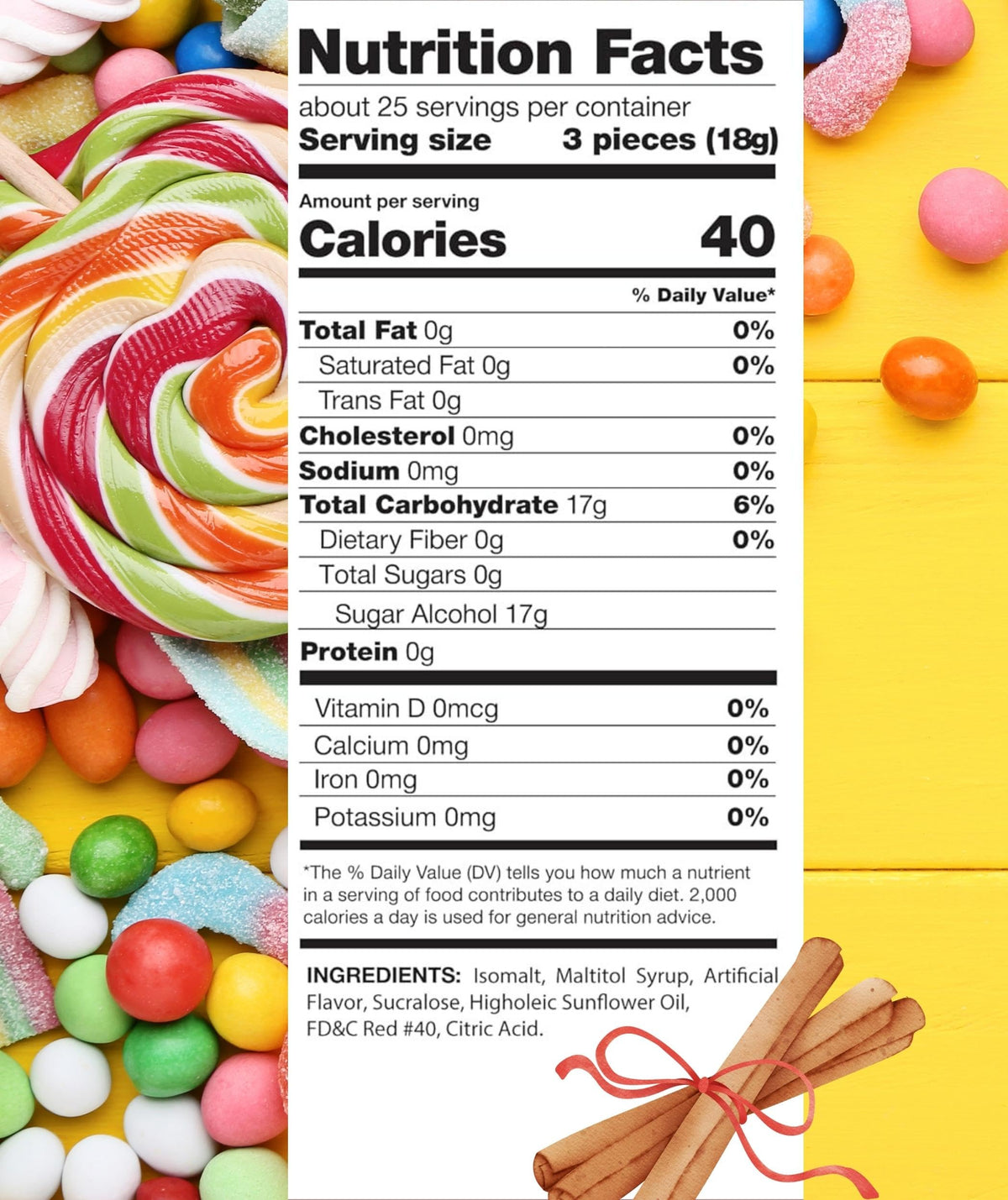 Sweetaholic Sugar Free Cinnamon Hard Candy – 6 lb | Zero Sugar, Low Calorie, Individually Wrapped