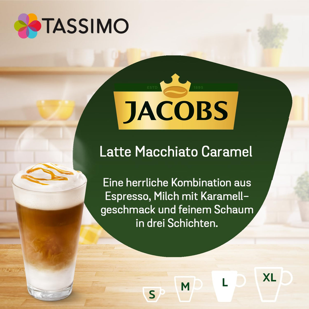 Tassimo Jacobs Latte Macchiato Caramel 5-pack (5 x 268 g) – 8 Drinks, Tassimo Compatible