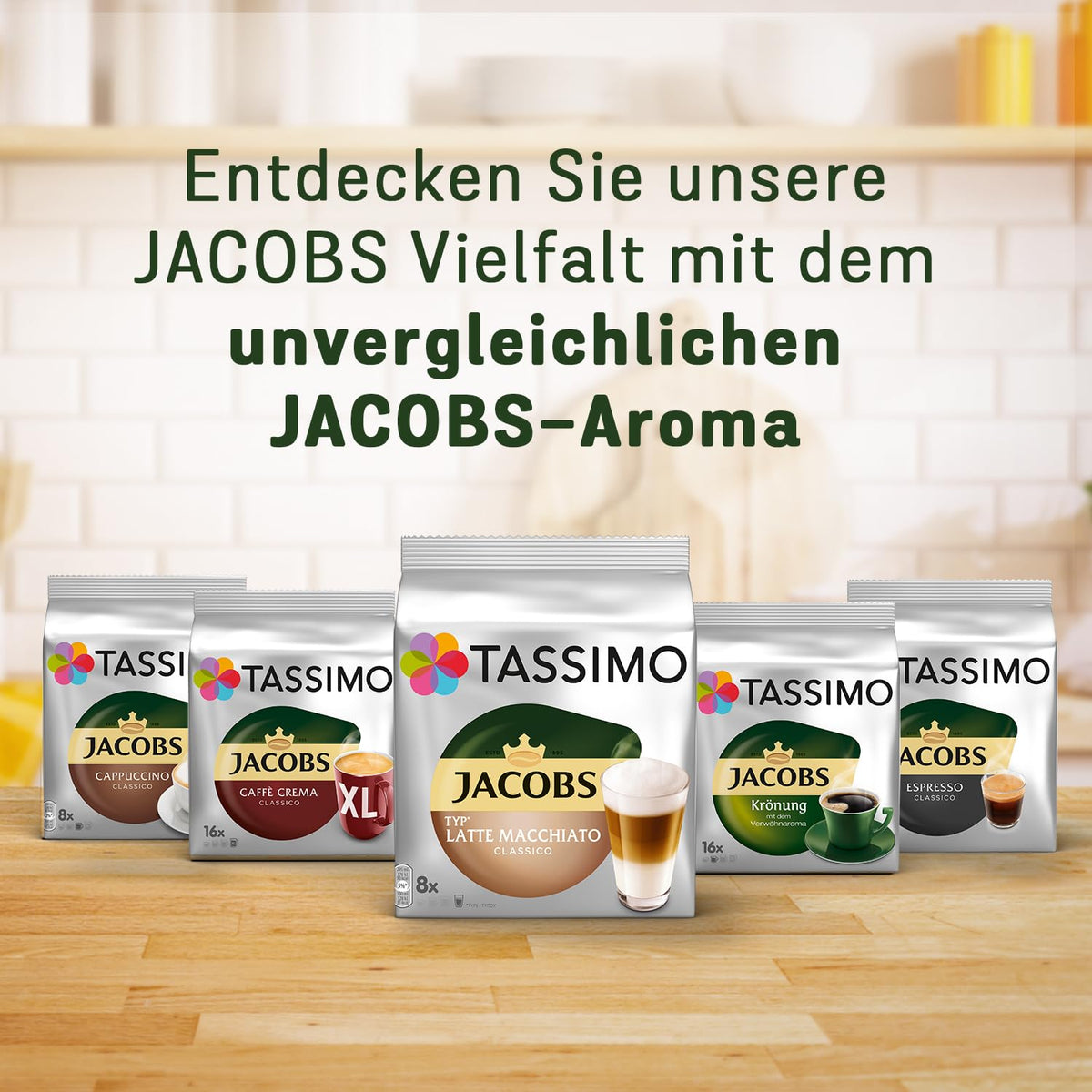 Tassimo Jacobs Latte Macchiato Caramel 5-pack (5 x 268 g) – 8 Drinks, Tassimo Compatible