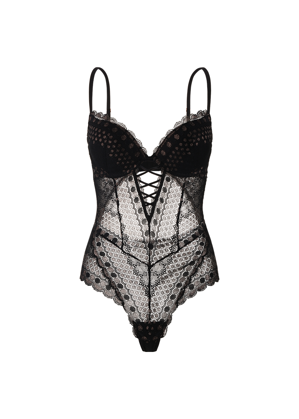 TAYLOR Sexy Push-up Black GOLDEN Lace Bodysuit