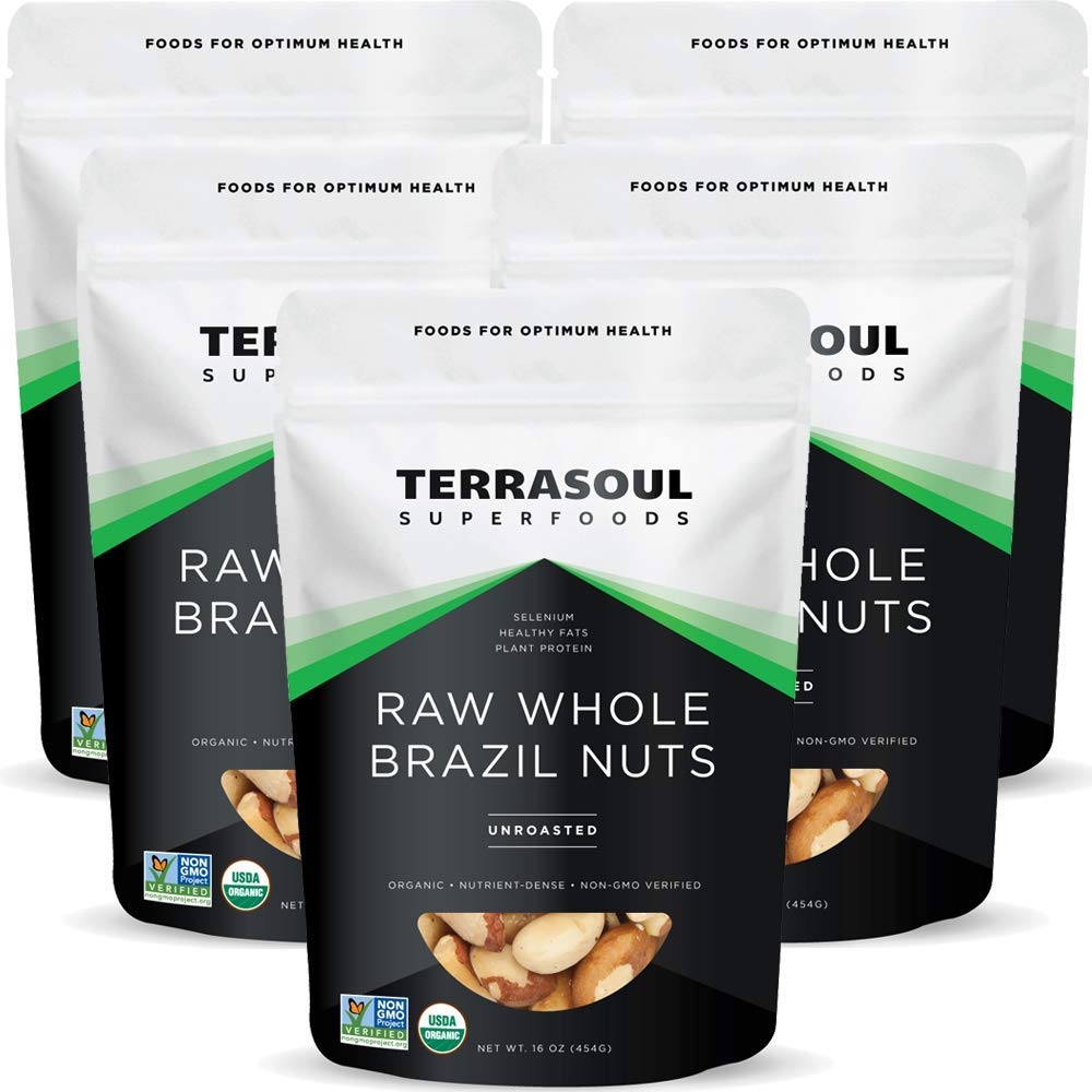 Terrasoul Organic Brazil Nuts, 5 Lbs (5 Pack) – Raw, Unsalted, Selenium-Rich