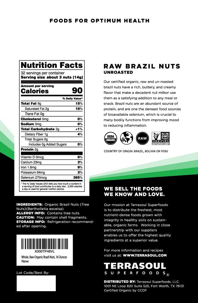 Terrasoul Organic Brazil Nuts, 5 Lbs (5 Pack) – Raw, Unsalted, Selenium-Rich