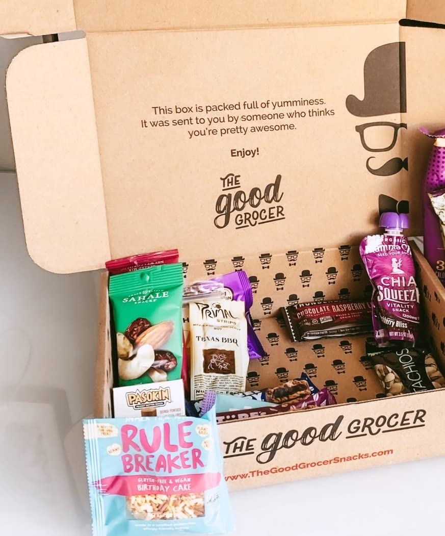 ALL NATURAL Healthy Snacks Care Package (30 Ct) – The Good Grocer Gift Box (Bars, Cookies, Puffs, Trail Mix)