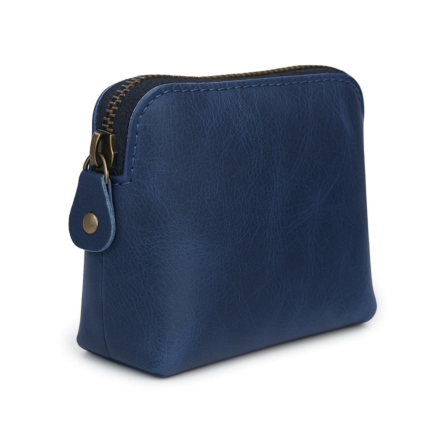 TheAntiq Full Grain Leather Cosmetic Bag – Zippered Makeup Pouch for Women, Small Travel Toiletry & Organizer Pouch for Purse, Premium Handmade Leather (5 × 4 × 2.5 in)