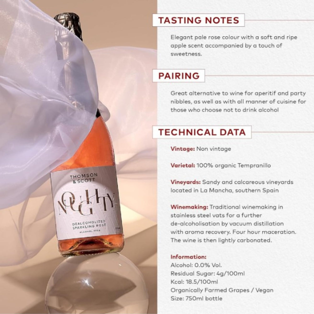 Thomson & Scott Noughty Sparkling Wine Celebration Bundle – Rosé + Chardonnay, 0% ABV, Organic