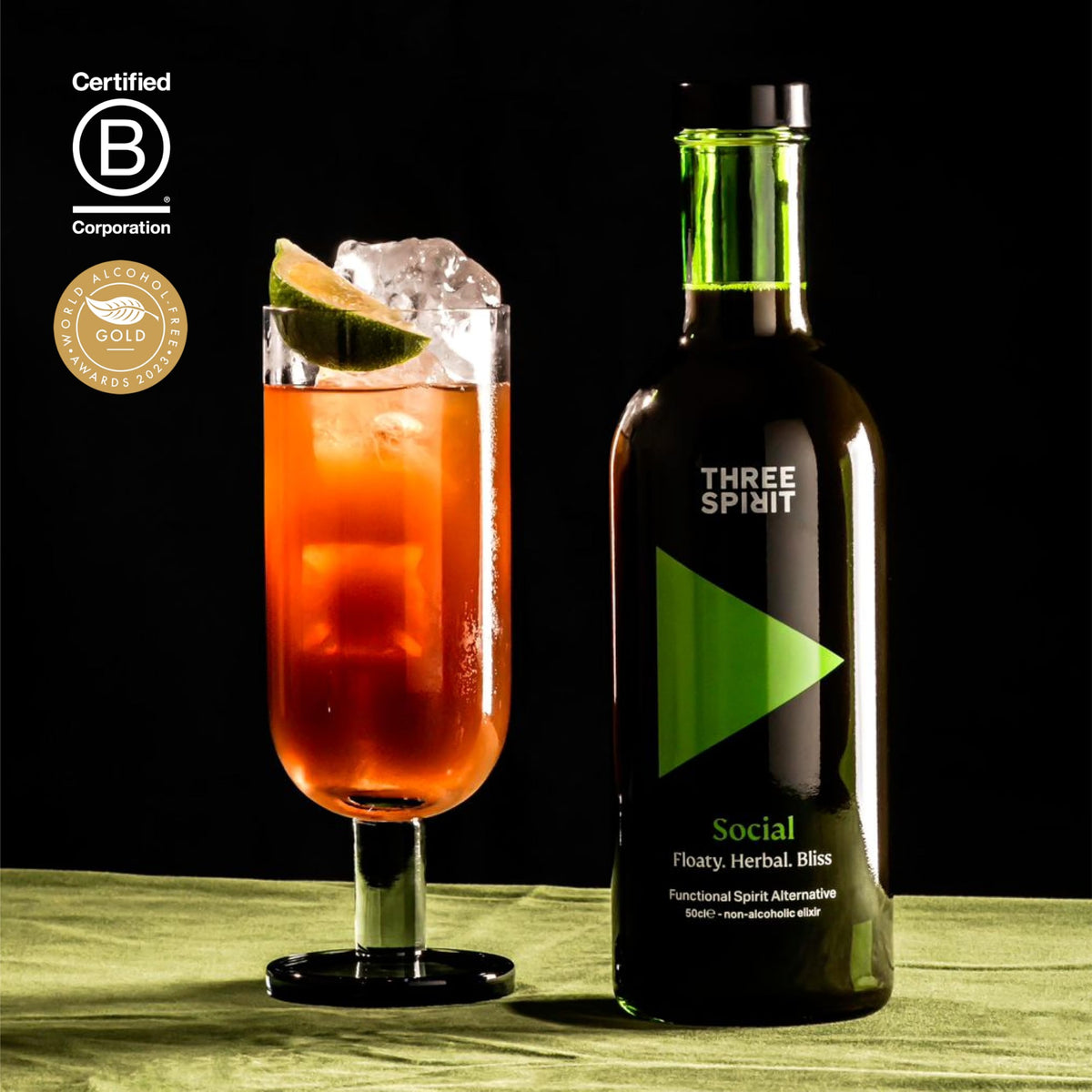 Three Spirit Social – Non-Alcoholic Adaptogenic Spirit (50cl) | Vegan, Gluten-Free