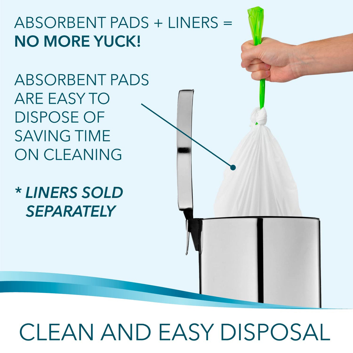 TidyCare Disposable Bedside Commode Pads for Adult Portable Toilet Chair Bucket and Bedpan | Value Pack of 120 Commode Pads | Universal Fit Absorbent Pads for Home Medical Care