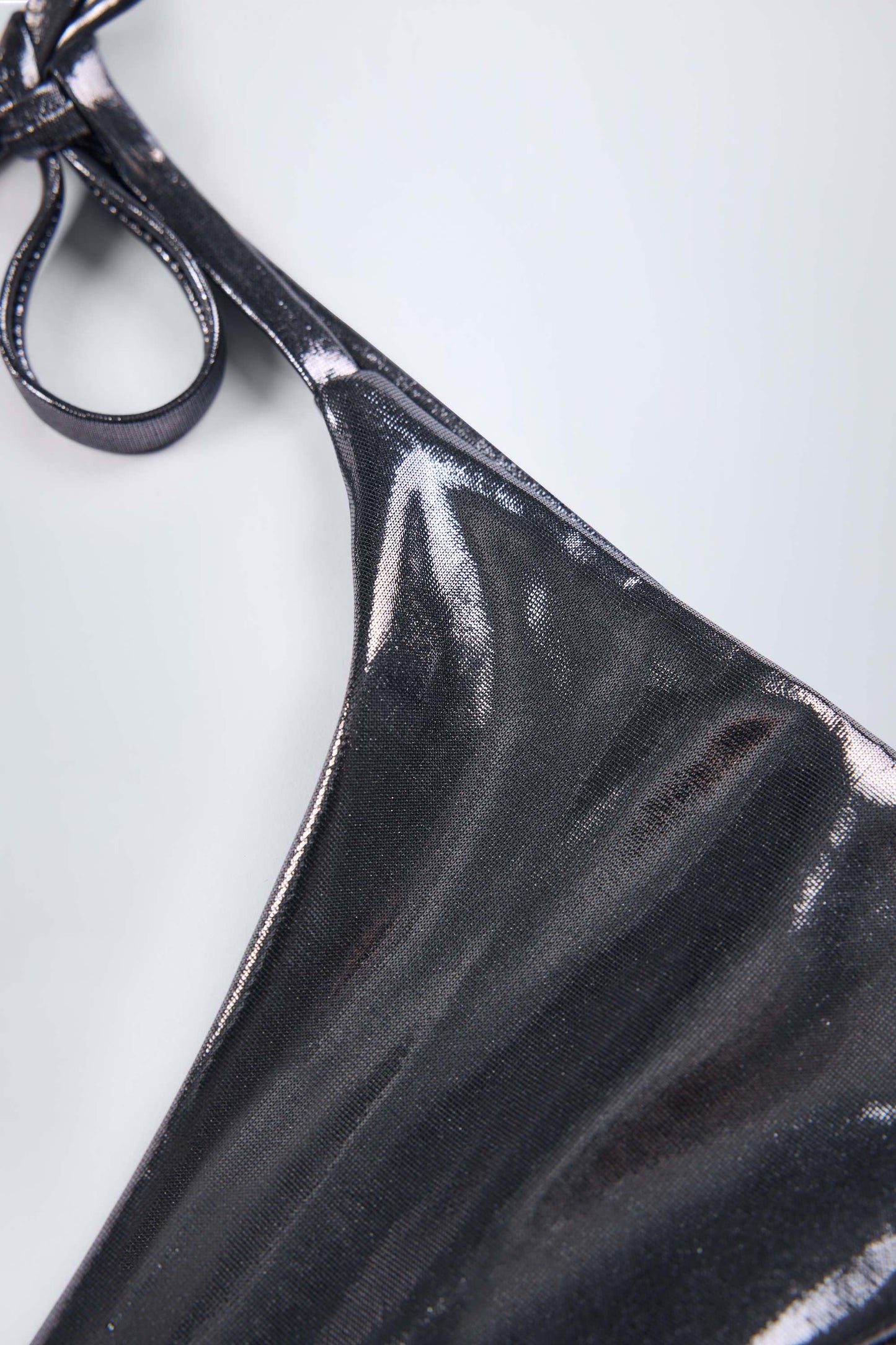 Thong Bikini Bottoms in Silver Chrome