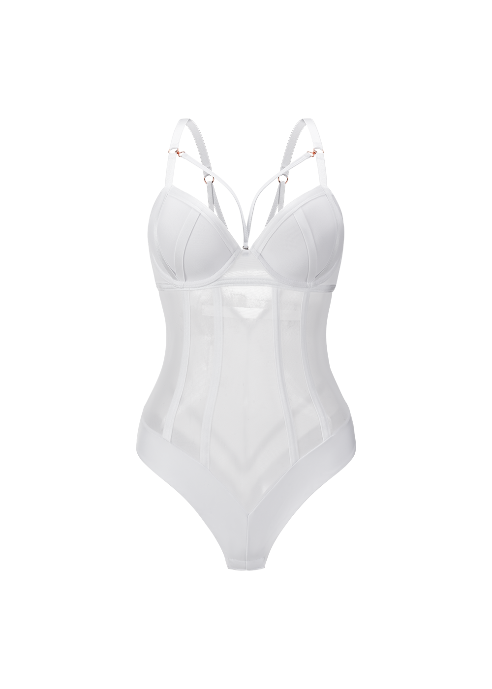 TINA Plus Sexy Push-Up Mesh White Bodysuit