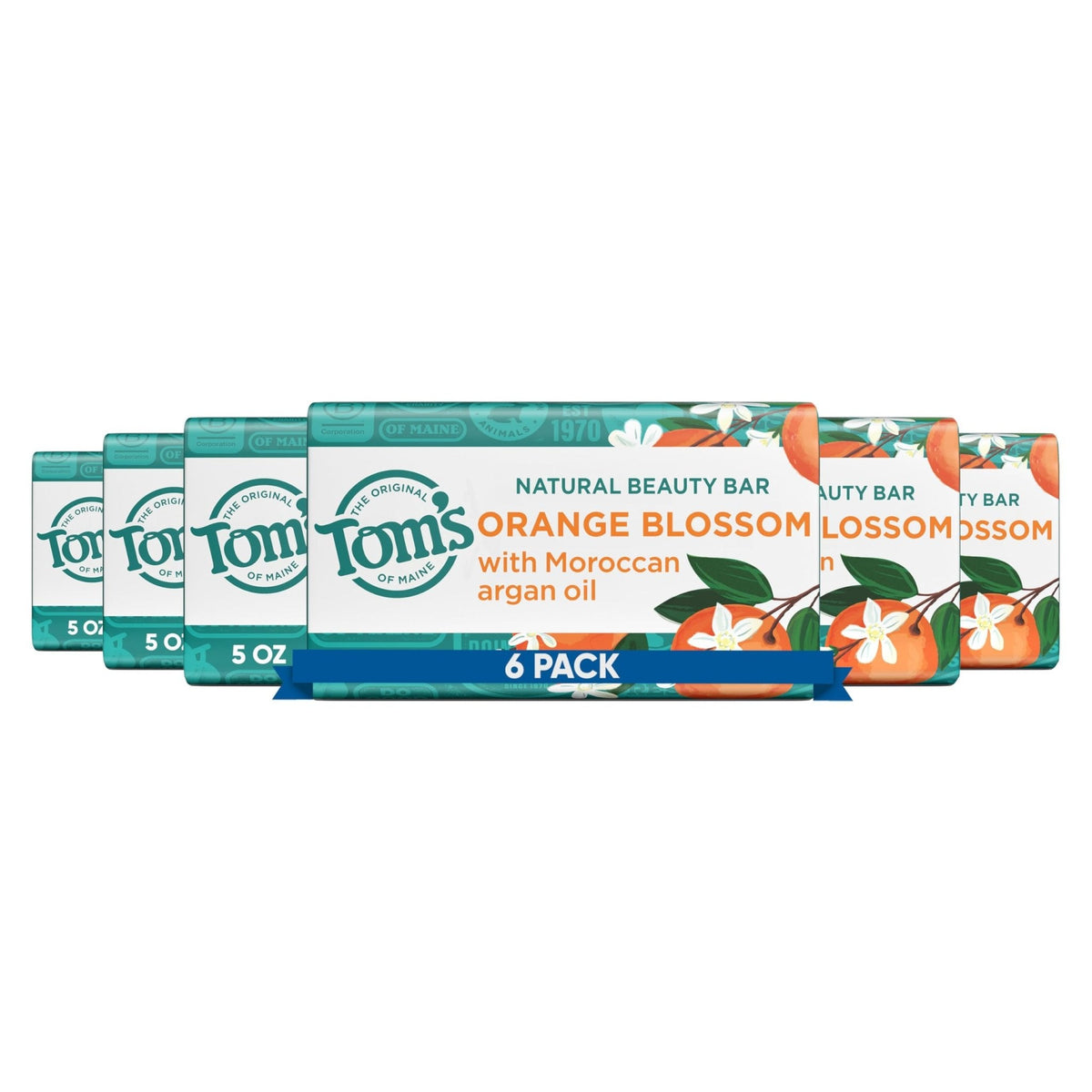 Tom's of Maine Natural Beauty Bar Soap, Orange Blossom, 5 oz Bar (6 Pack)