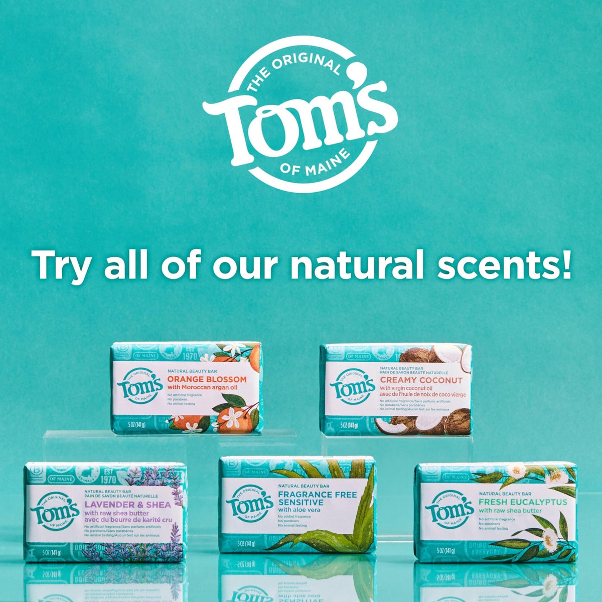 Tom's of Maine Natural Beauty Bar Soap, Orange Blossom, 5 oz Bar (6 Pack)