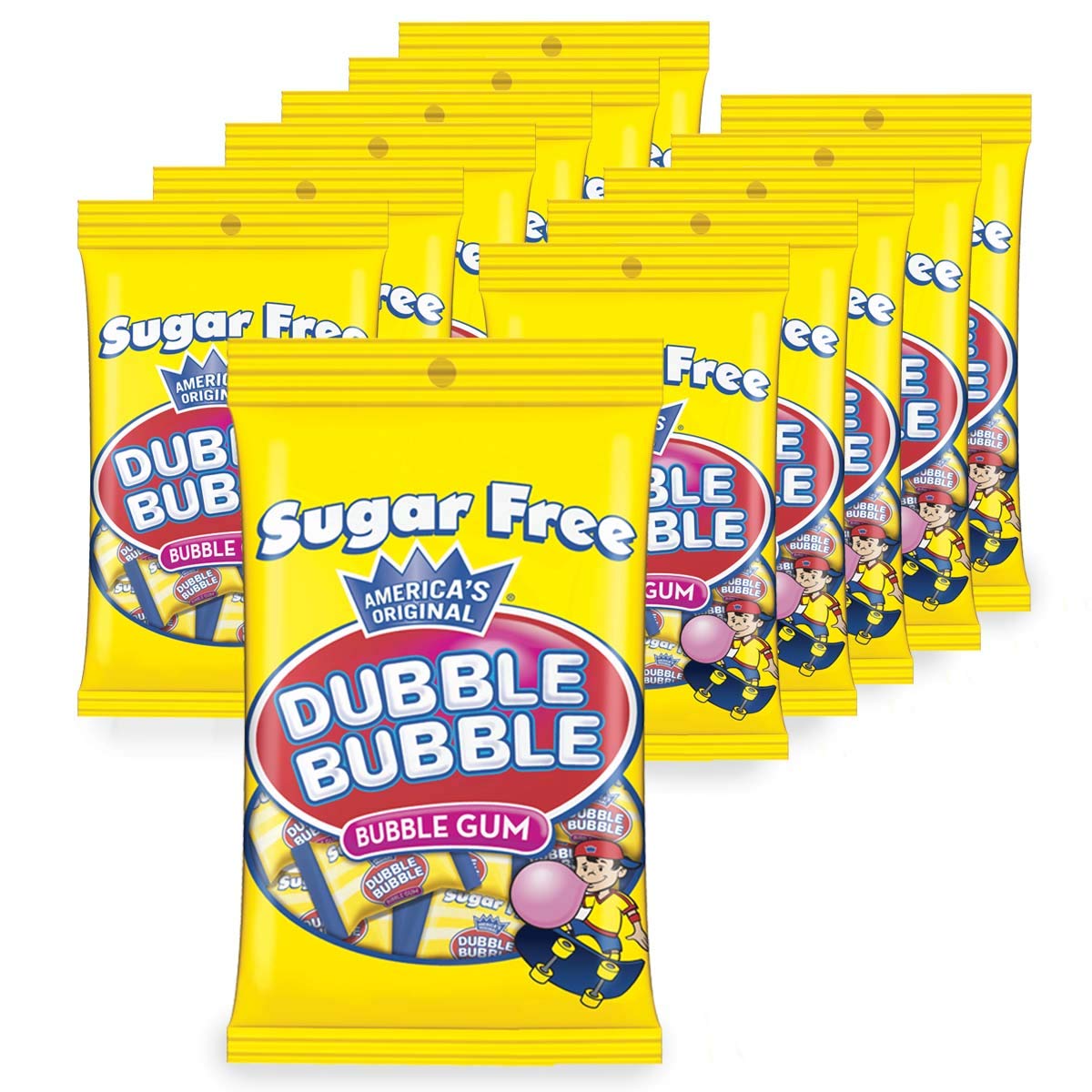 Tootsie Roll Sugar Free Dubble Bubble Gum — Individually Wrapped, Peanut & Gluten Free (12-Pack)