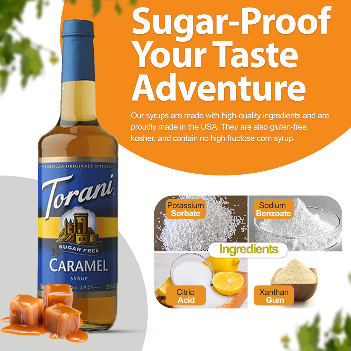 Torani Coffee Syrup Variety Pack – Sugar Free Caramel & Vanilla with 2 Pumps
