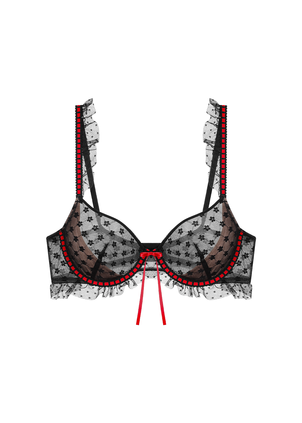 TRACY Plus Unlined Underwired Half-Moon Soft Pads Mesh Demi Bra