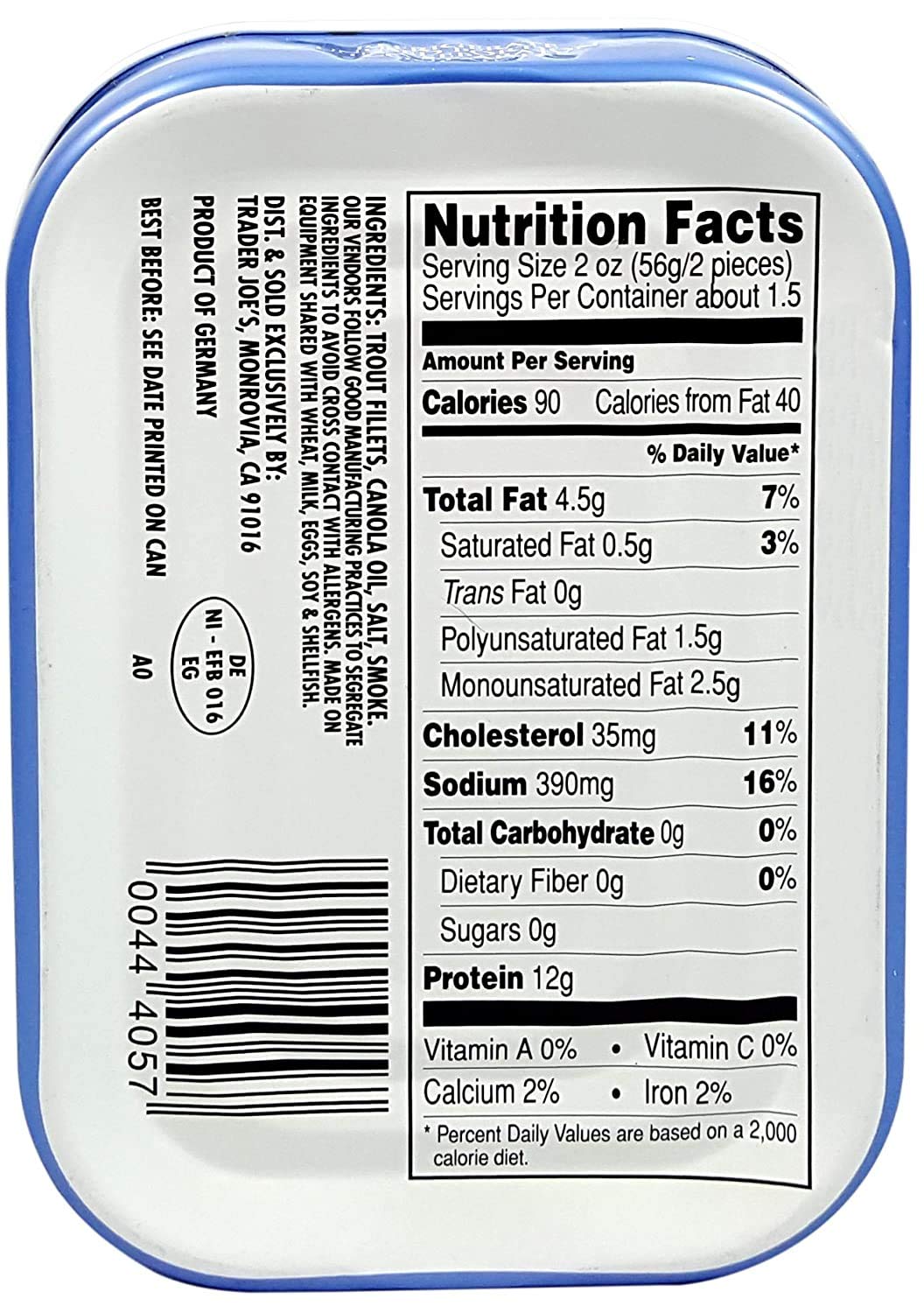 Trader Joe's Smoked Trout Fillets in Oil, Skinless – 3.9 oz Tin (6 Pack)