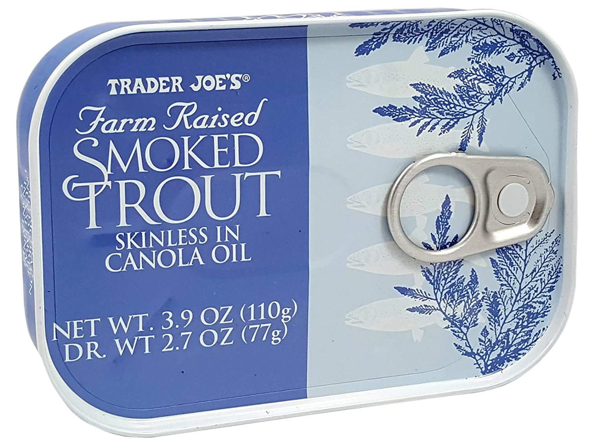 Trader Joe's Smoked Trout Fillets in Oil, Skinless – 3.9 oz Tin (6 Pack)