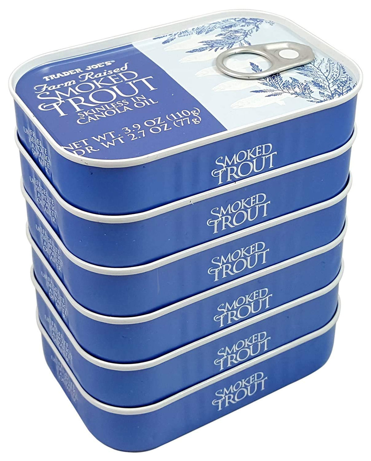 Trader Joe's Smoked Trout Fillets in Oil, Skinless – 3.9 oz Tin (6 Pack)