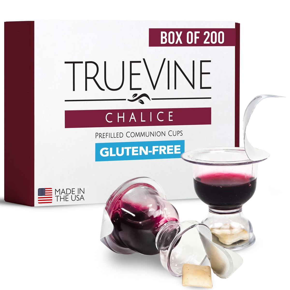 TrueVine Chalice Communion Cups & Wafer Set – Gluten Free Bread & Grape Juice