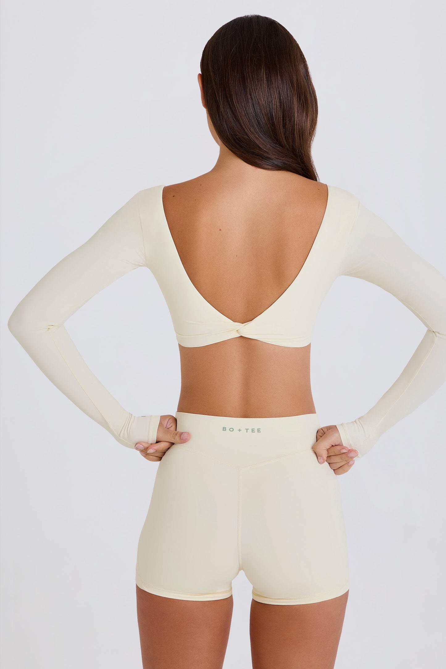 Long-Sleeve Crop Top in Cream