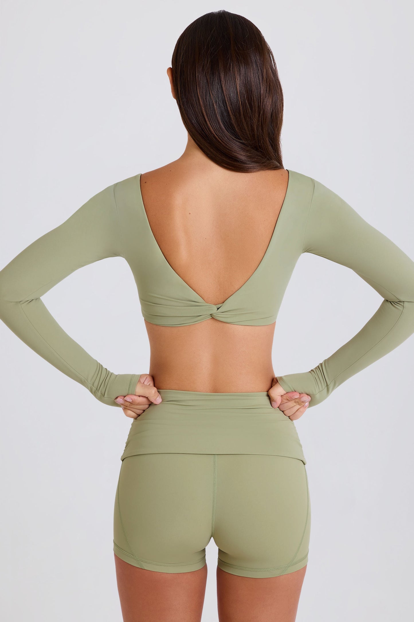 Long-Sleeve Crop Top in Matcha