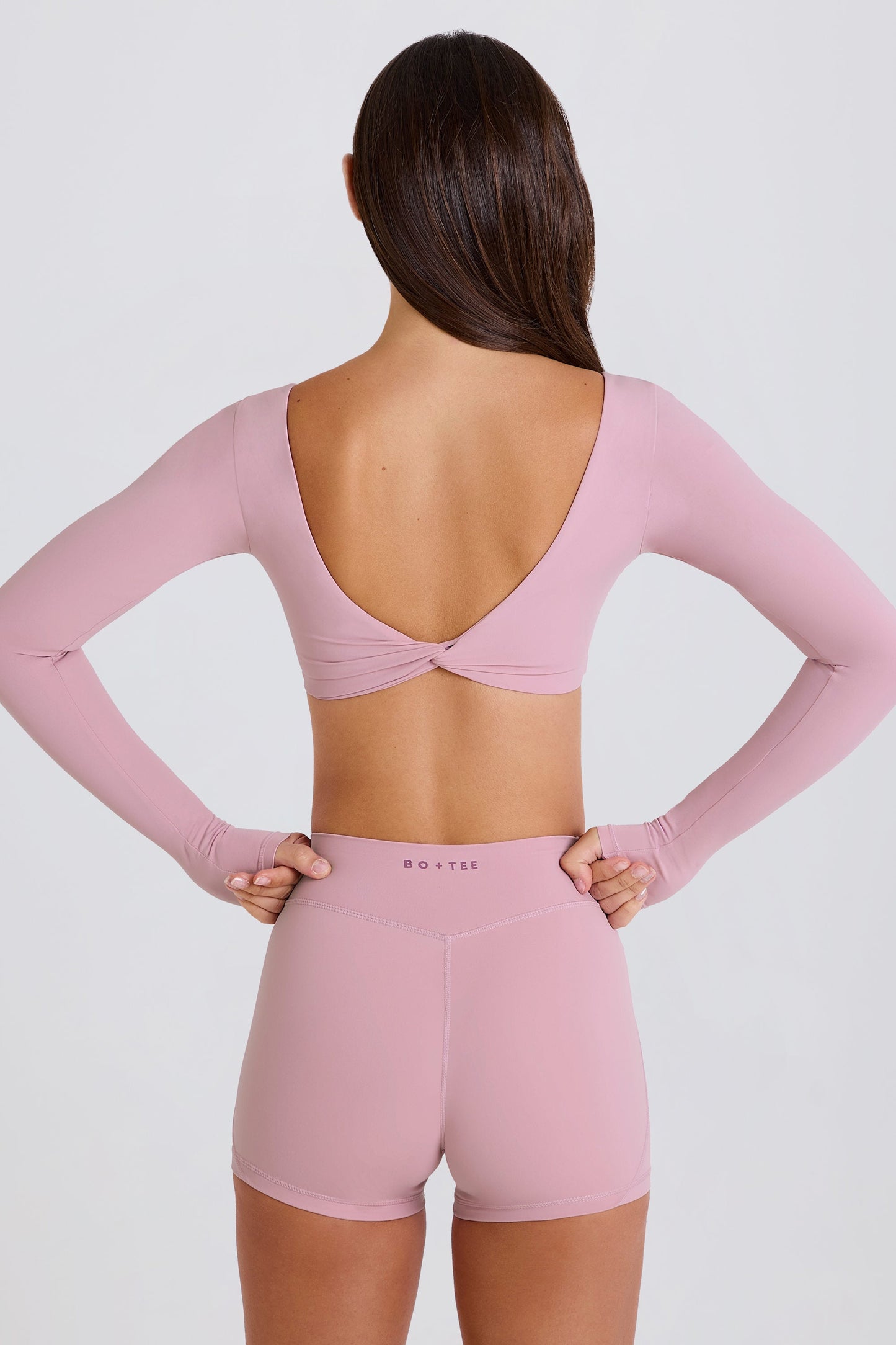 Long-Sleeve Crop Top in Mauve