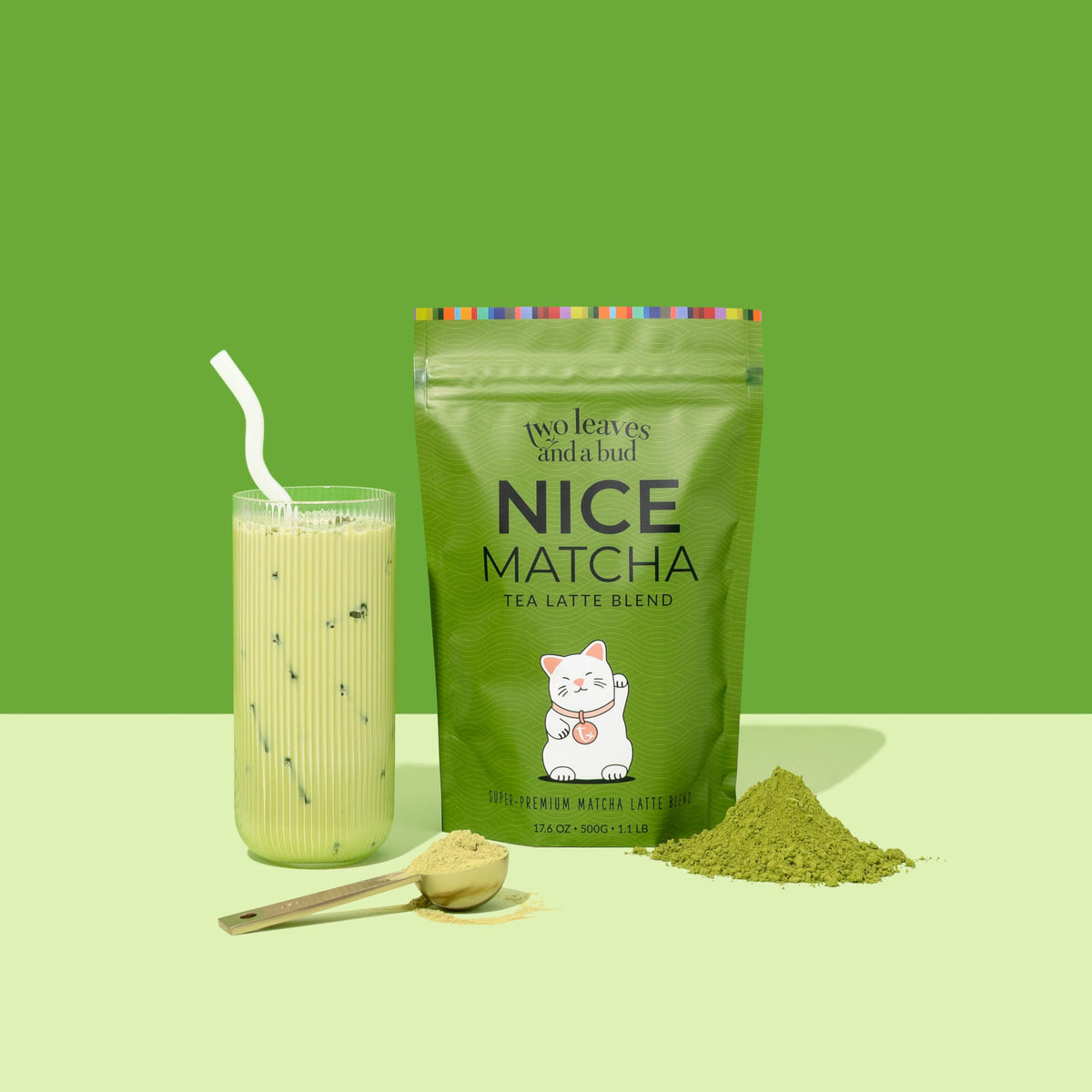 Two Leaves and a Bud Nice Matcha Latte Blend – Japanese Matcha Latte Powder, 1.1 lb (500 g)
