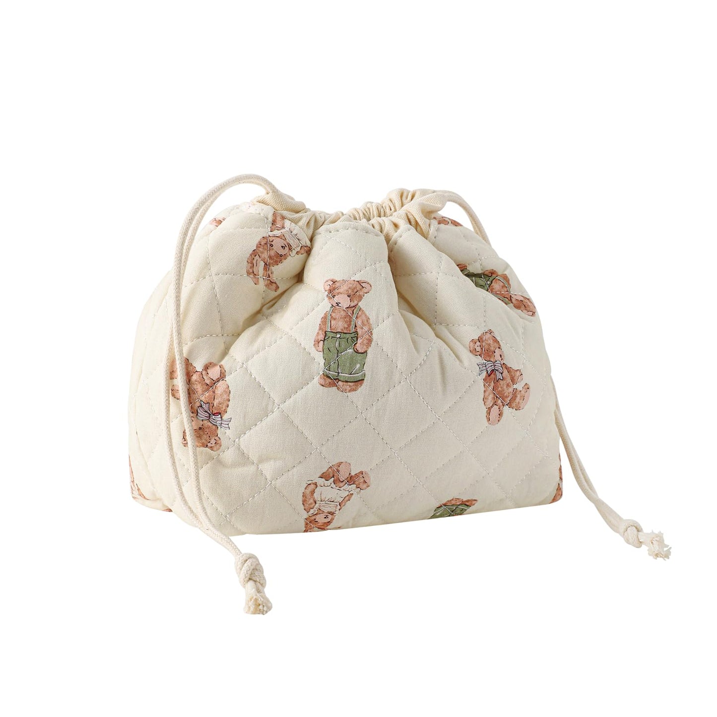 uekeboag Cotton Quilted Drawstring Makeup Bag (04White Bear)