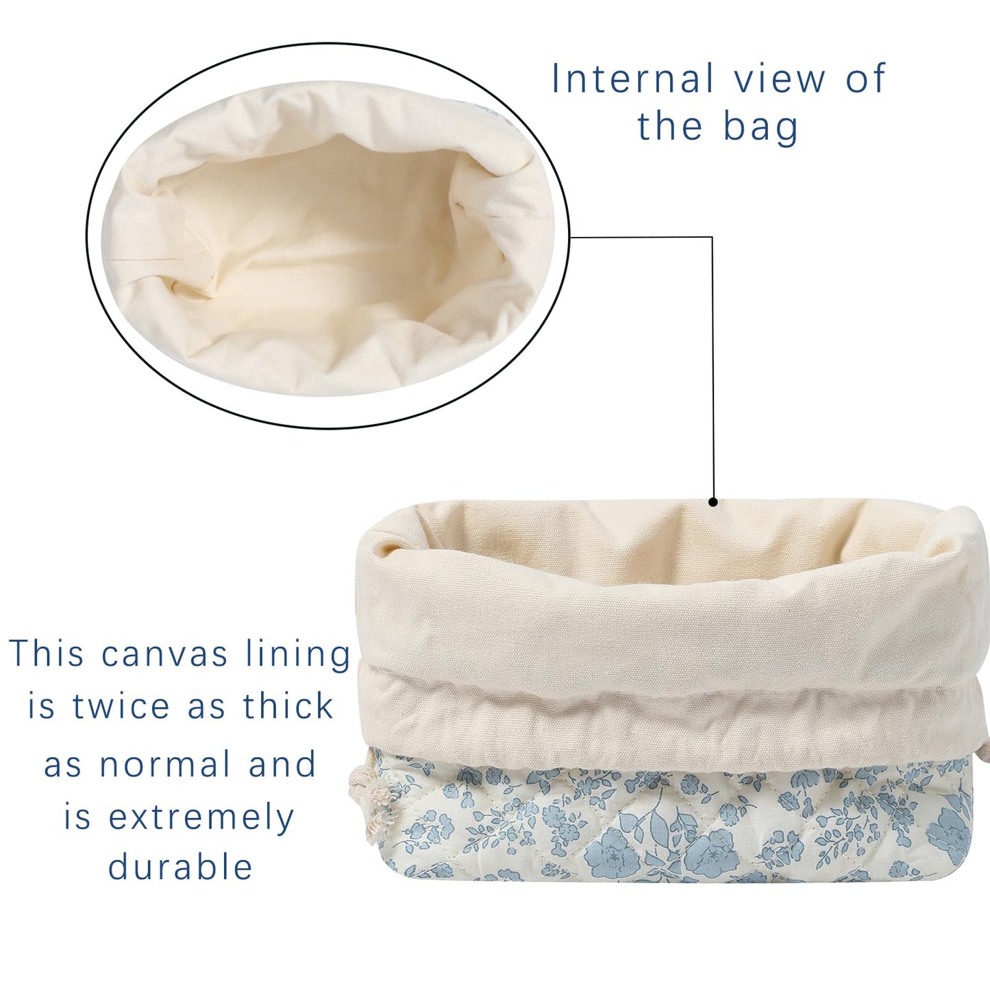 uekeboag Cotton Quilted Drawstring Makeup Bag (04White Bear)